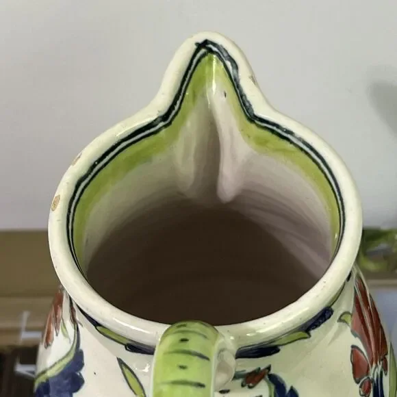 Vintage Floral Italian Ceramic Bud Vase With Handle Multi Flowers Artist Signed - Picture 14 of 16